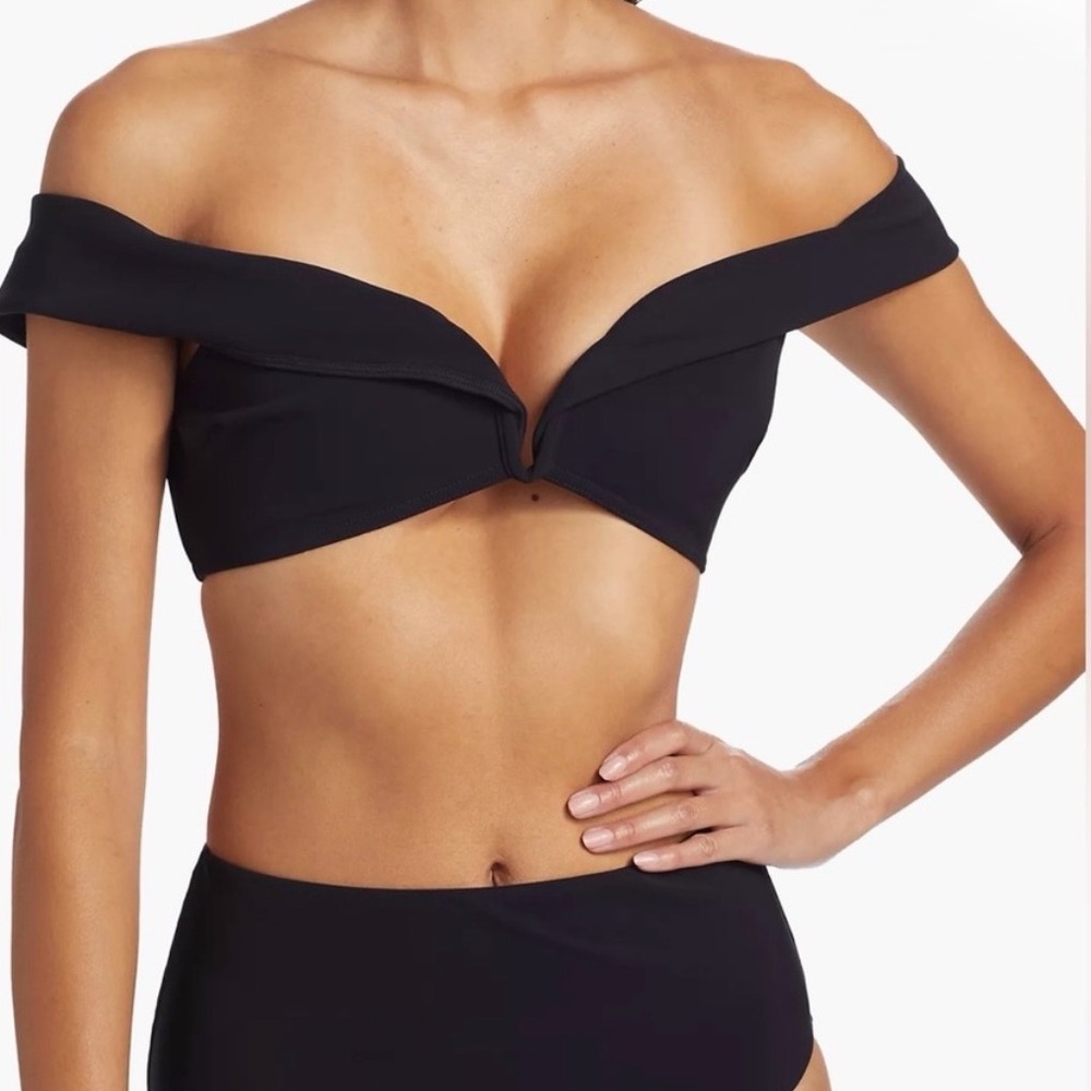 NWT Zimmermann Lexi Off Shoulder Sweetheart Neckline High-Waist Black Bikini Set - Picture 2 of 16